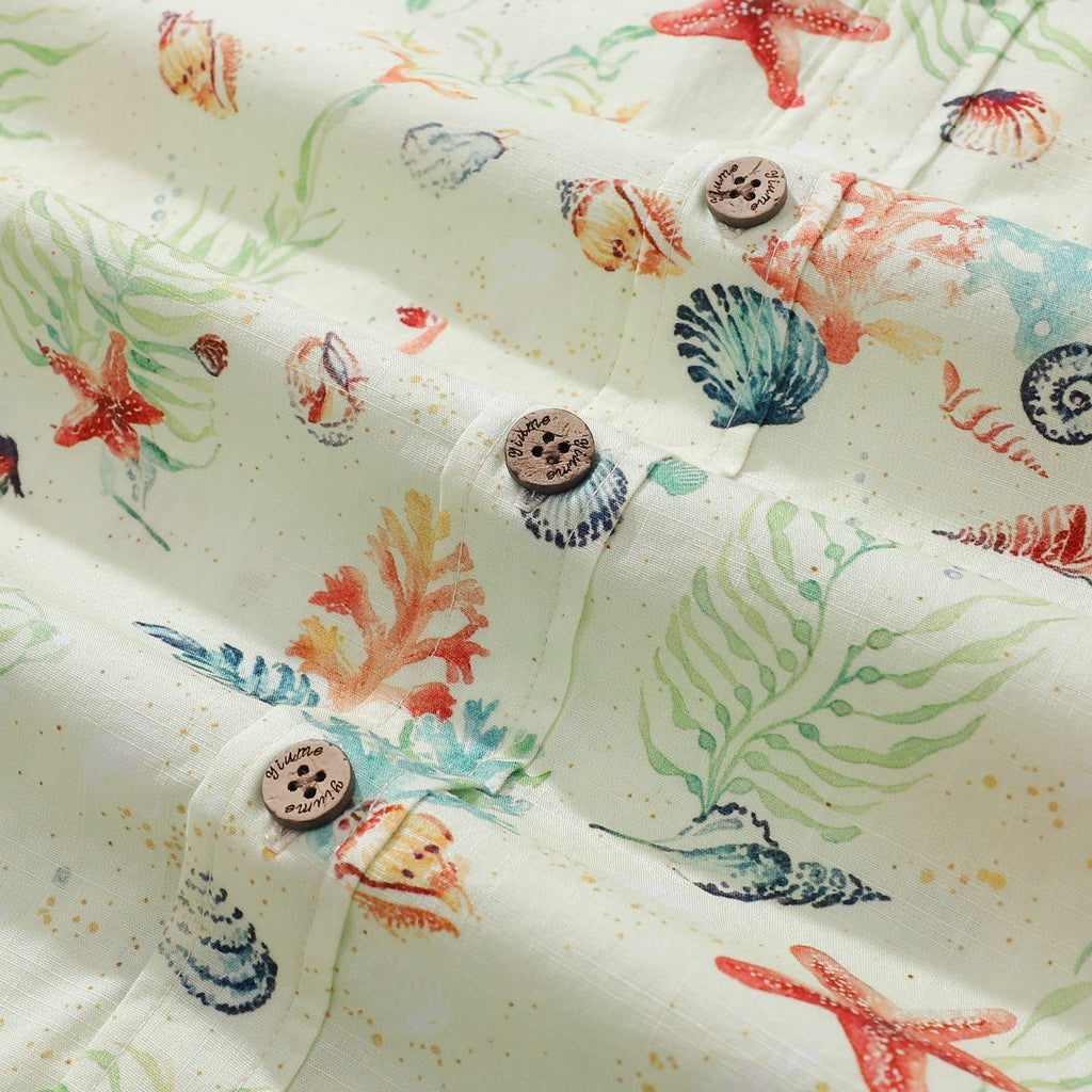 Hawaiian Shirt For Men Voices of the Shore Button-down Short Sleeve 100% Cotton Shirt By Seven