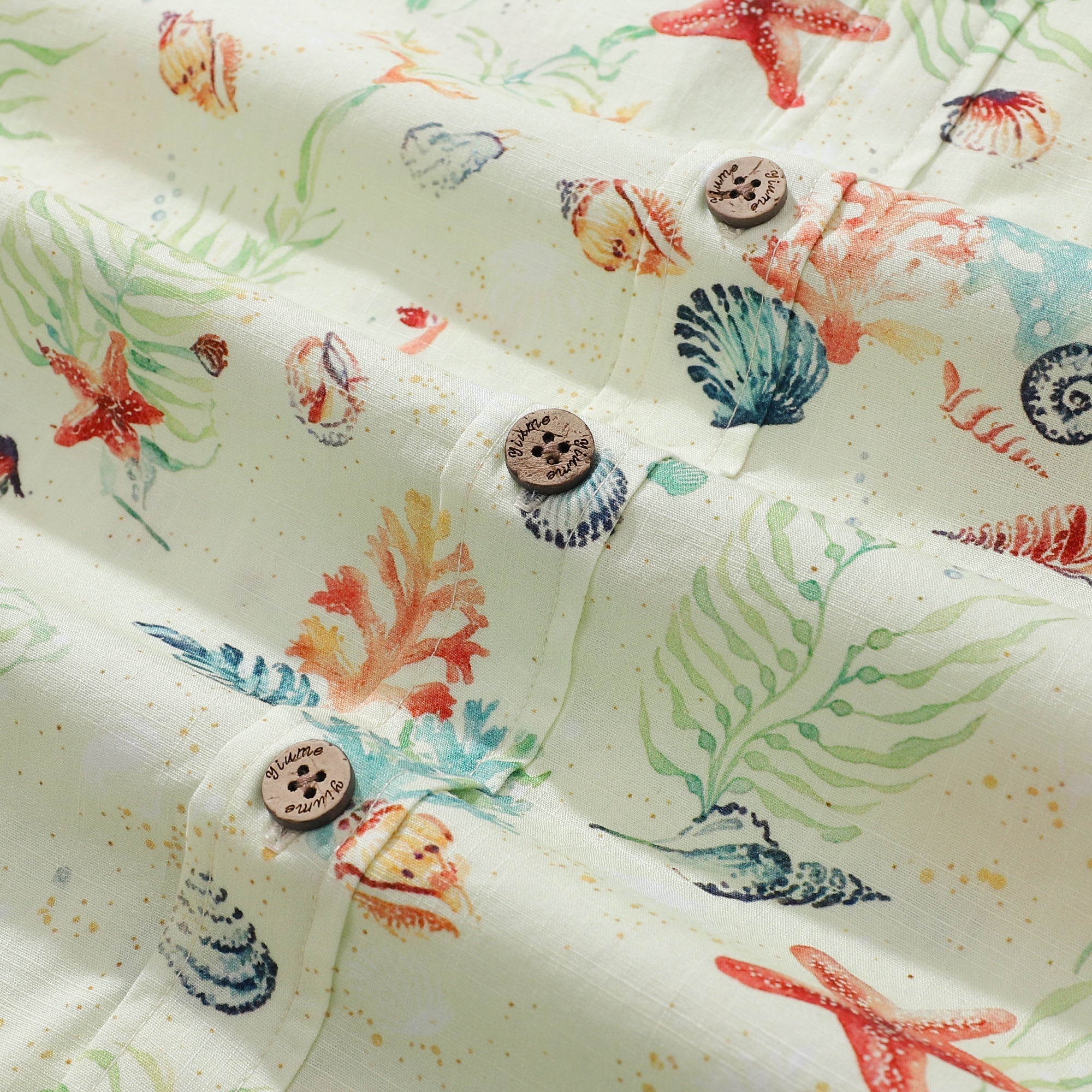 Hawaiian Shirt For Men Voices of the Shore Button-down Short Sleeve 100% Cotton Shirt By Seven