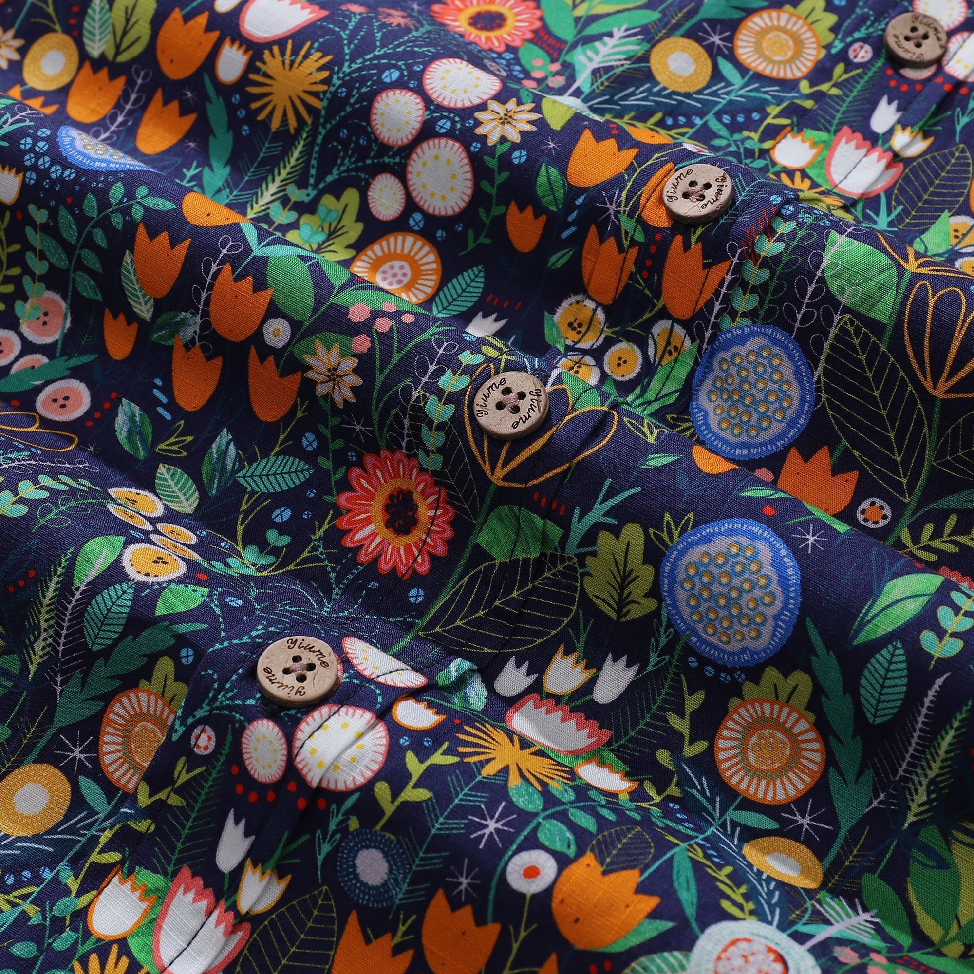 Floral Hawaiian Shirt For Men Button-down Short Sleeve 100% Cotton Shirt By Rachel Parker