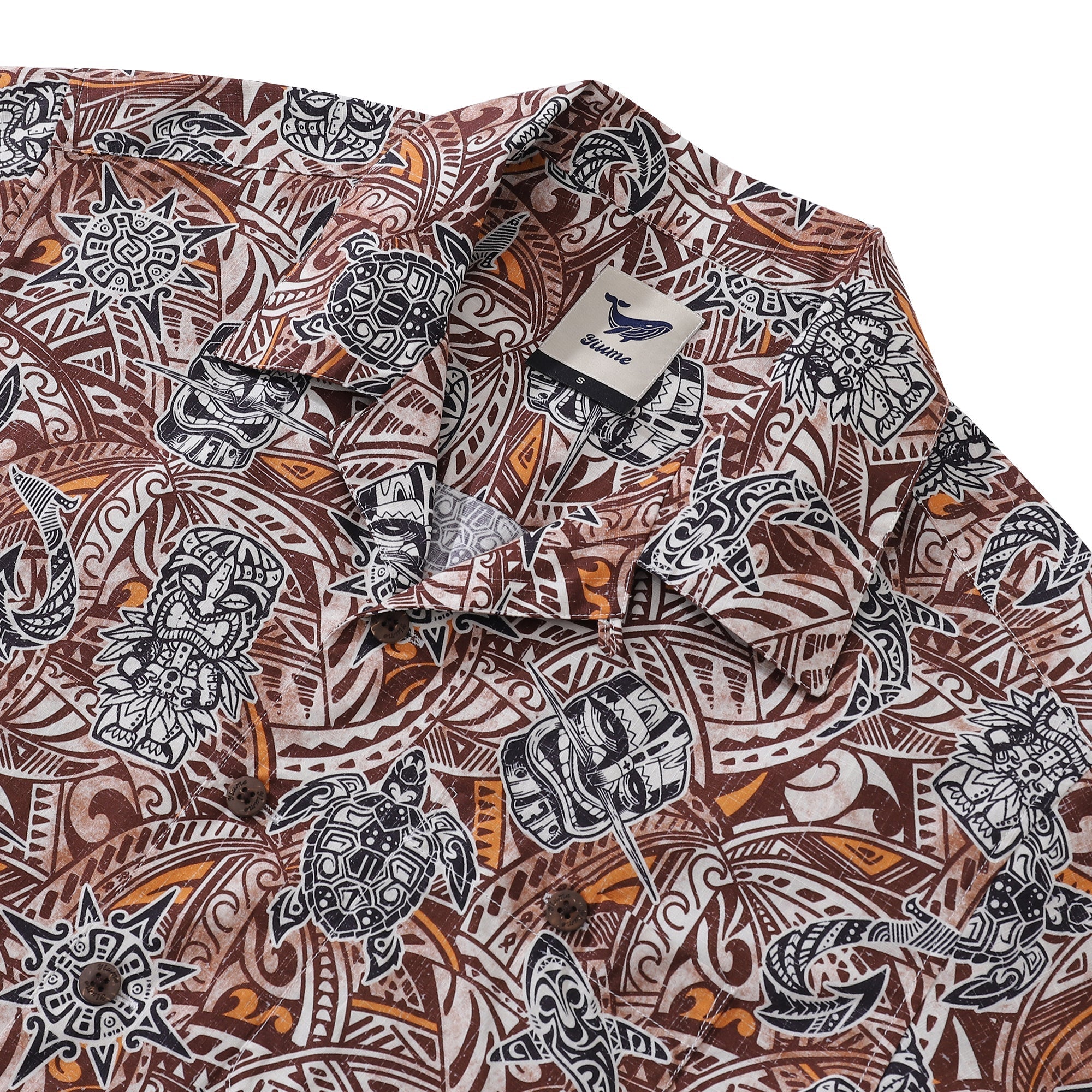 Hawaiian Shirt For Men Tiki Totem Vintage Shirt Camp Collar 100% Cotton By Sun