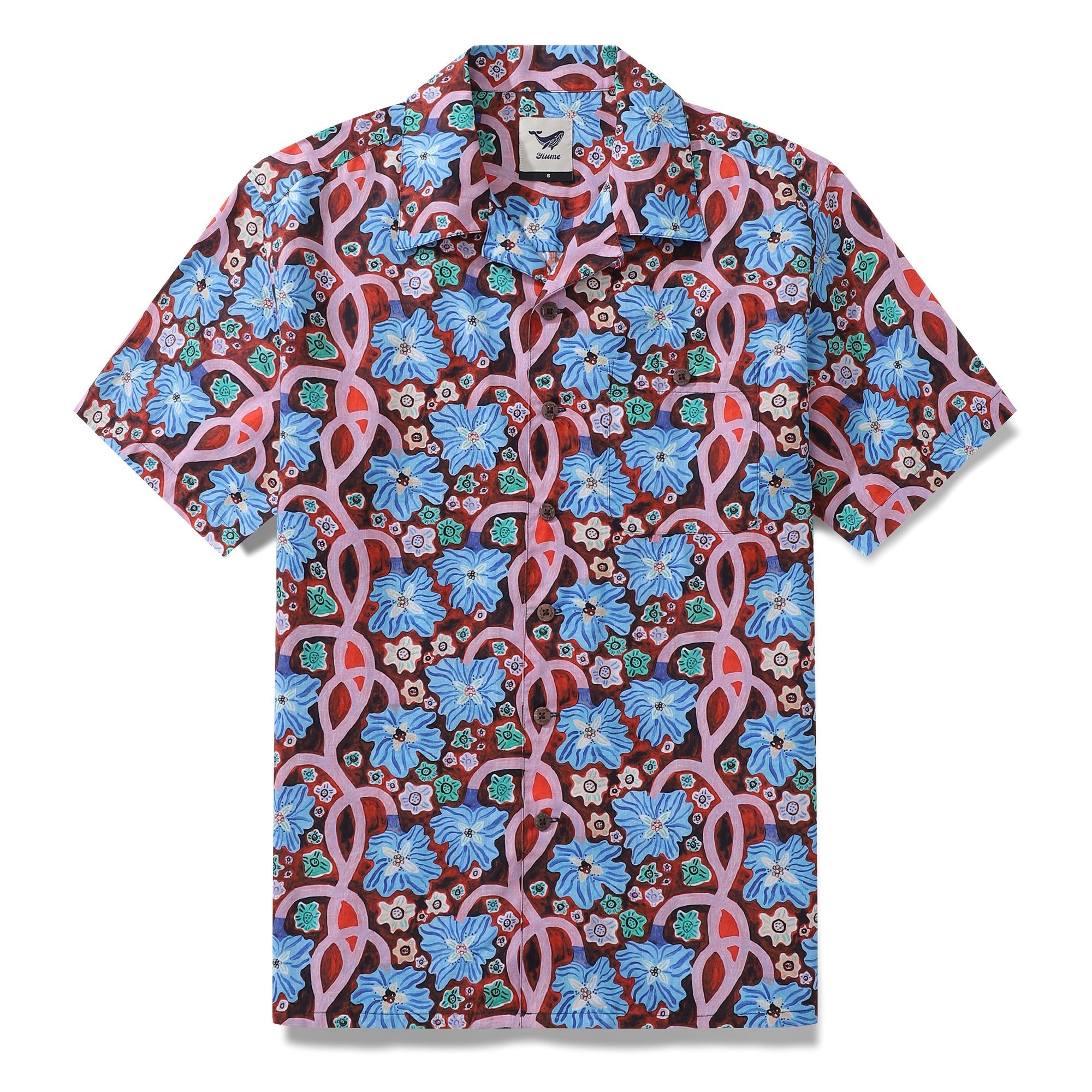 1940s Vintage Hawaiian Shirt For Men Midnight Garden Shirt Camp Collar 100% Cotton By Monika Forsberg