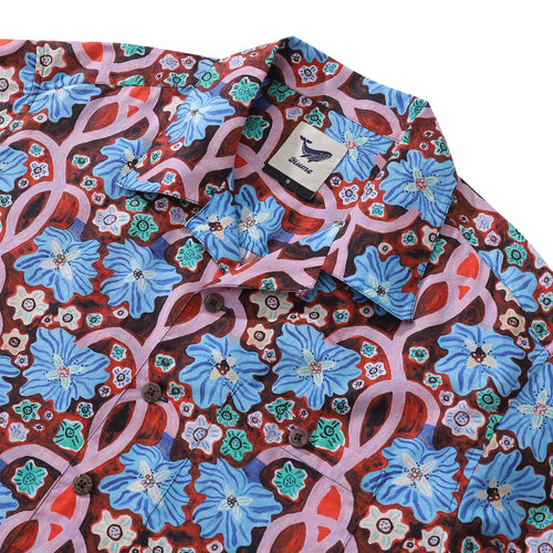 1940s Vintage Hawaiian Shirt For Men Midnight Garden Shirt Camp Collar 100% Cotton By Monika Forsberg