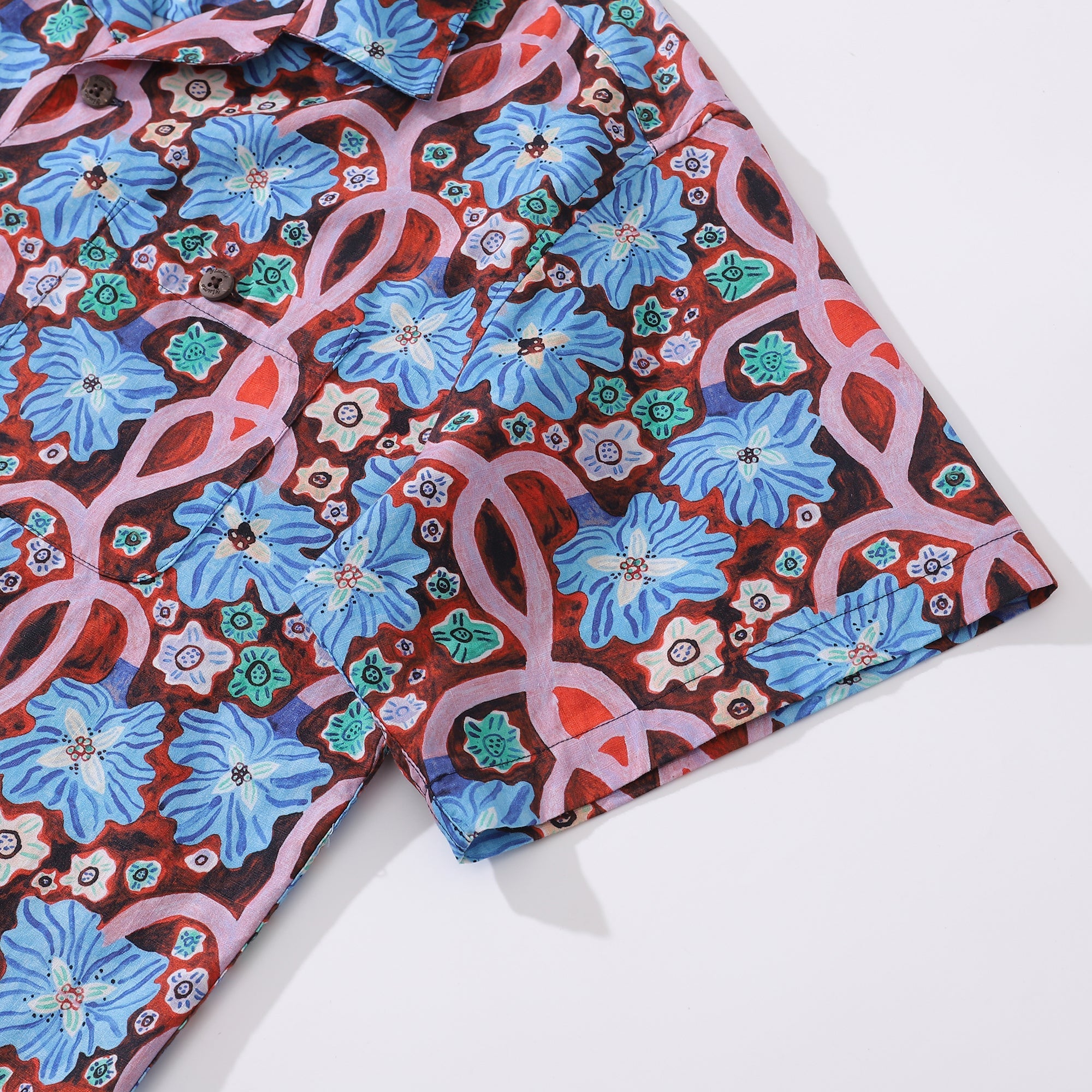 1940s Vintage Hawaiian Shirt For Men Midnight Garden Shirt Camp Collar 100% Cotton By Monika Forsberg