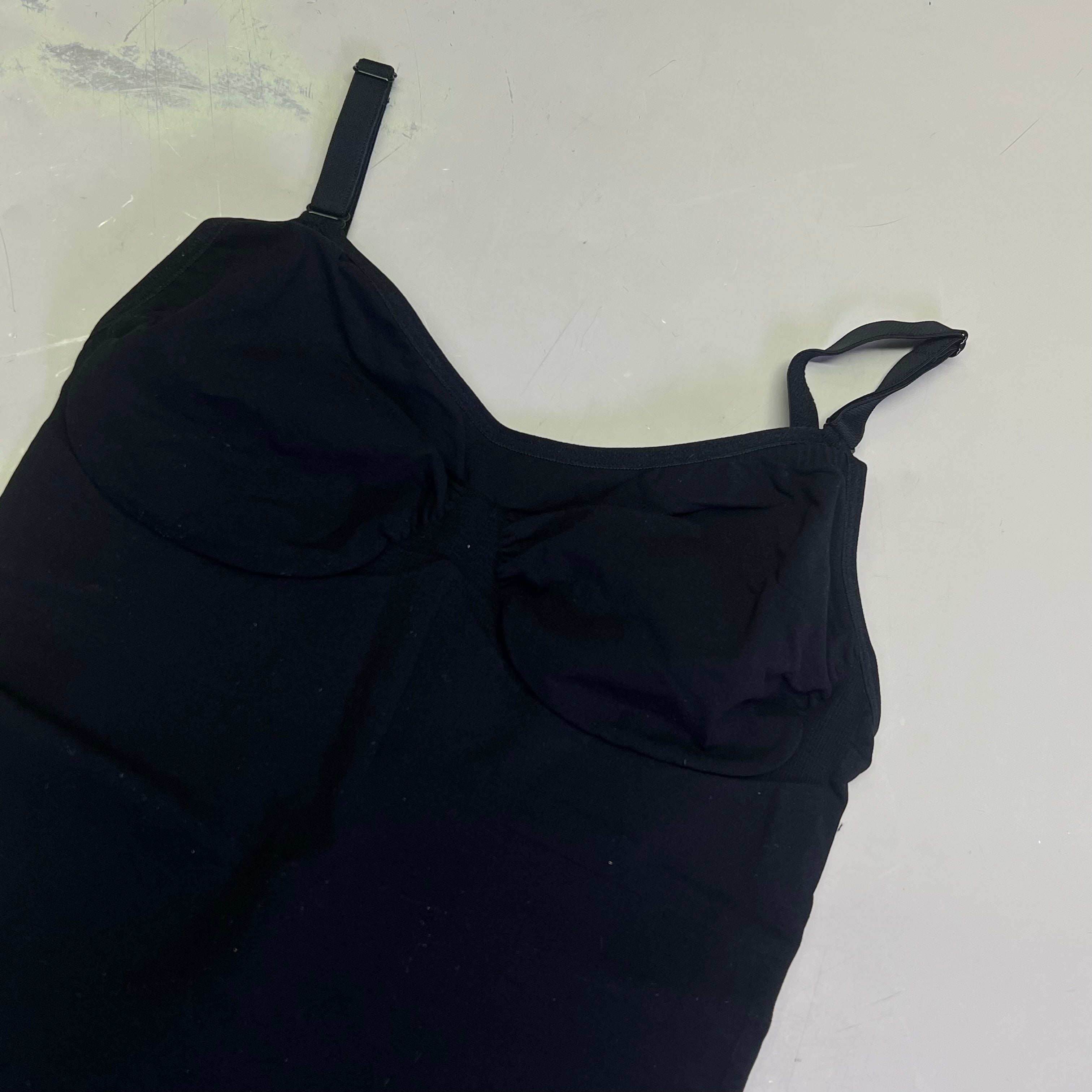LUXMERY Breathable Stretch Fabric Low Back Sculpting Body Suit Sz L Black