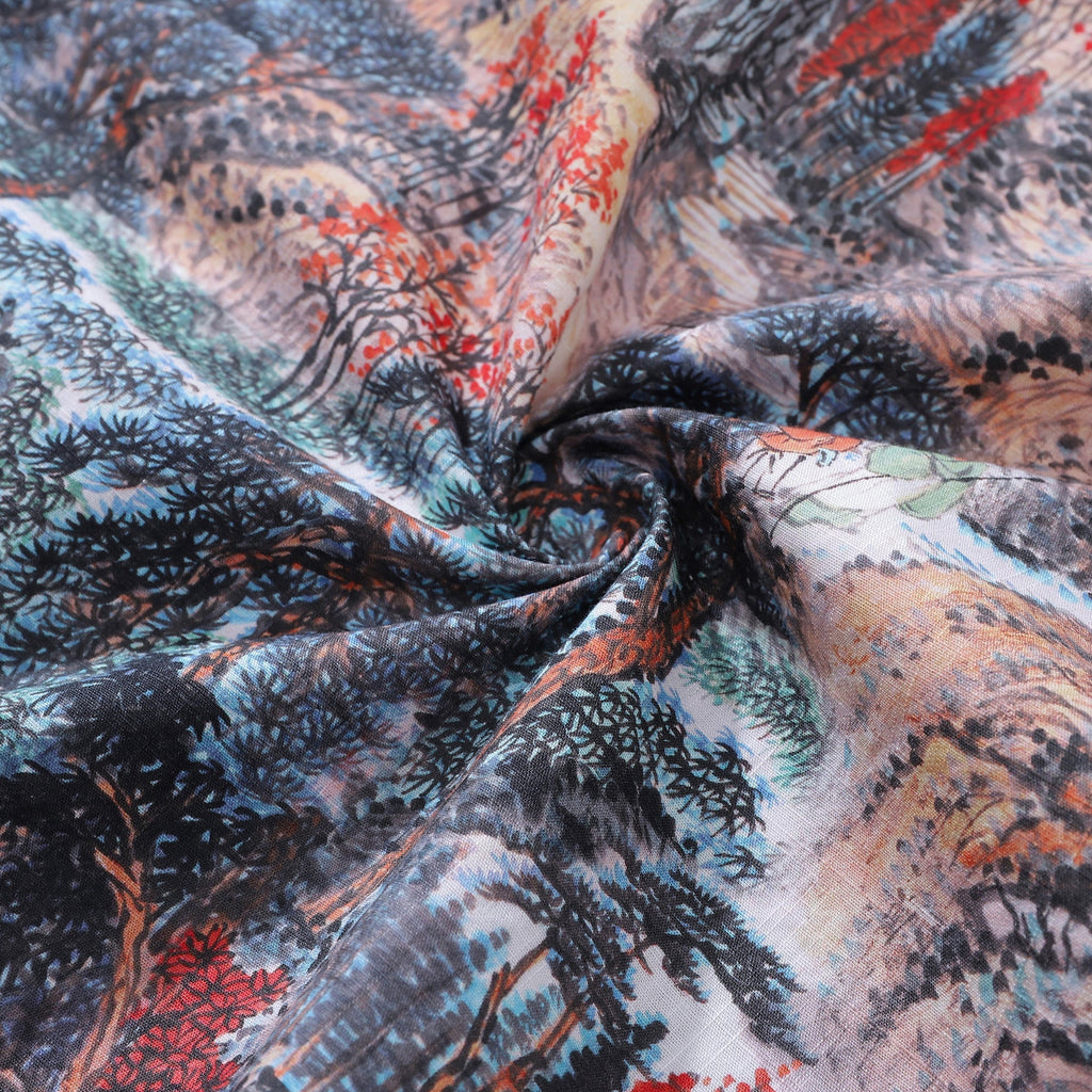 Men's Hawaiian Shirt Majesty of the Mountains Print Cotton Short Sleeve 1950s Vintage Aloha Shirt