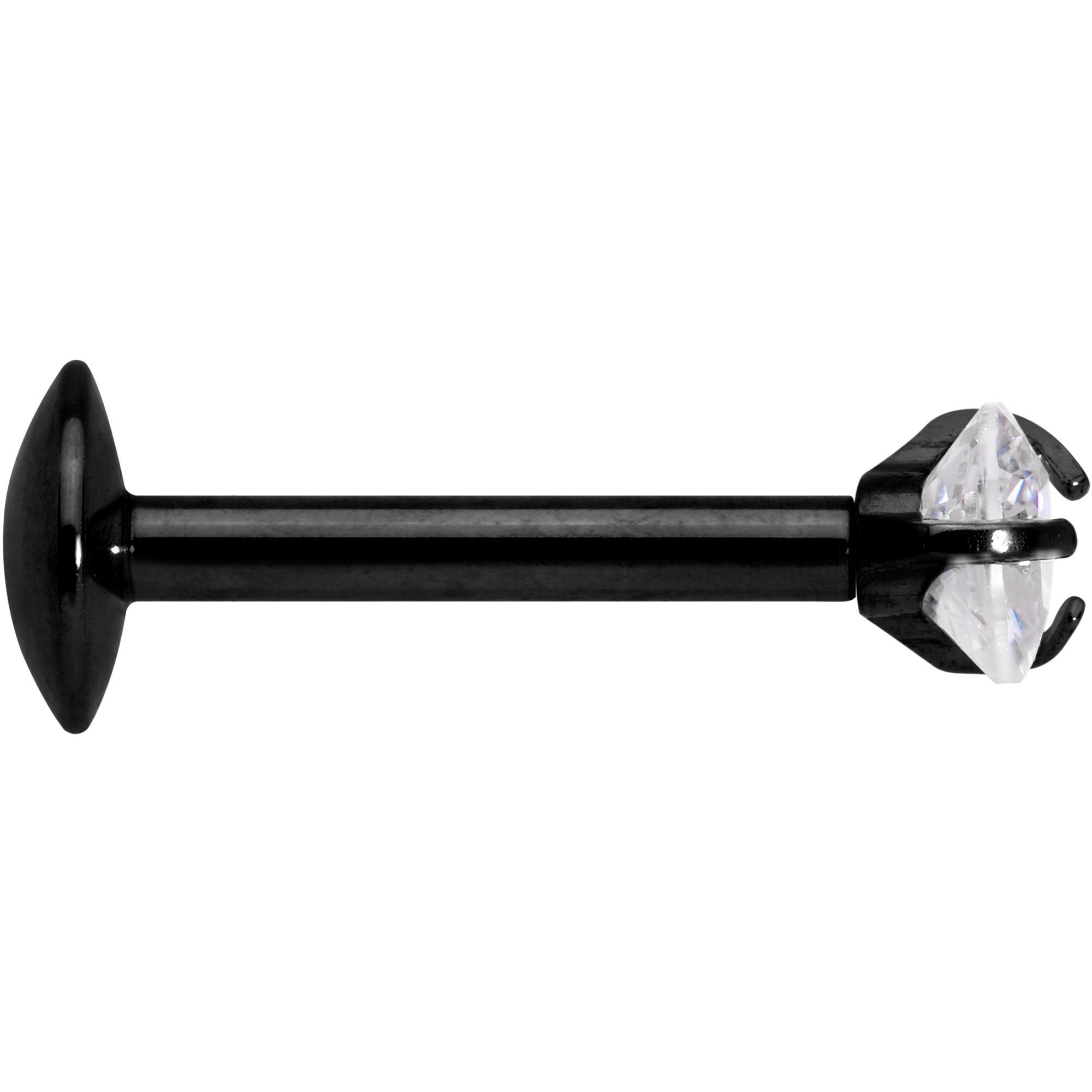 5/16 Clear Heart CZ Black PVD Internally Threaded Labret Monroe