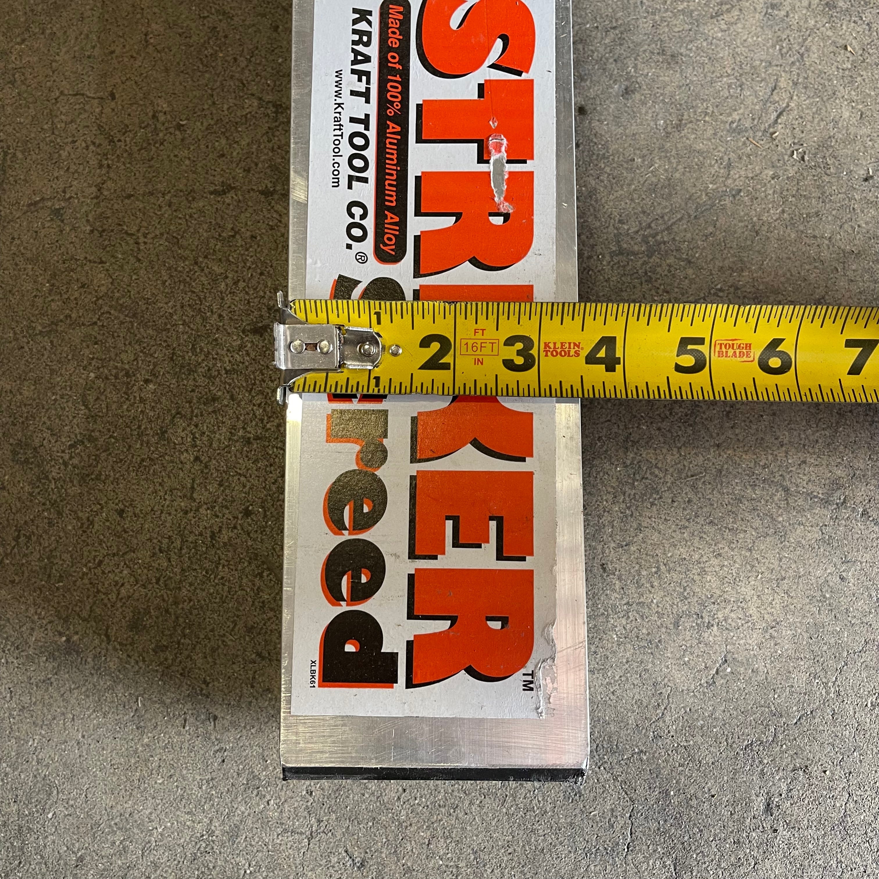 KRAFT TOOL CO. Striker Screed 192”x3-1/2”x1-1/2” ALUMINUM CC616AL