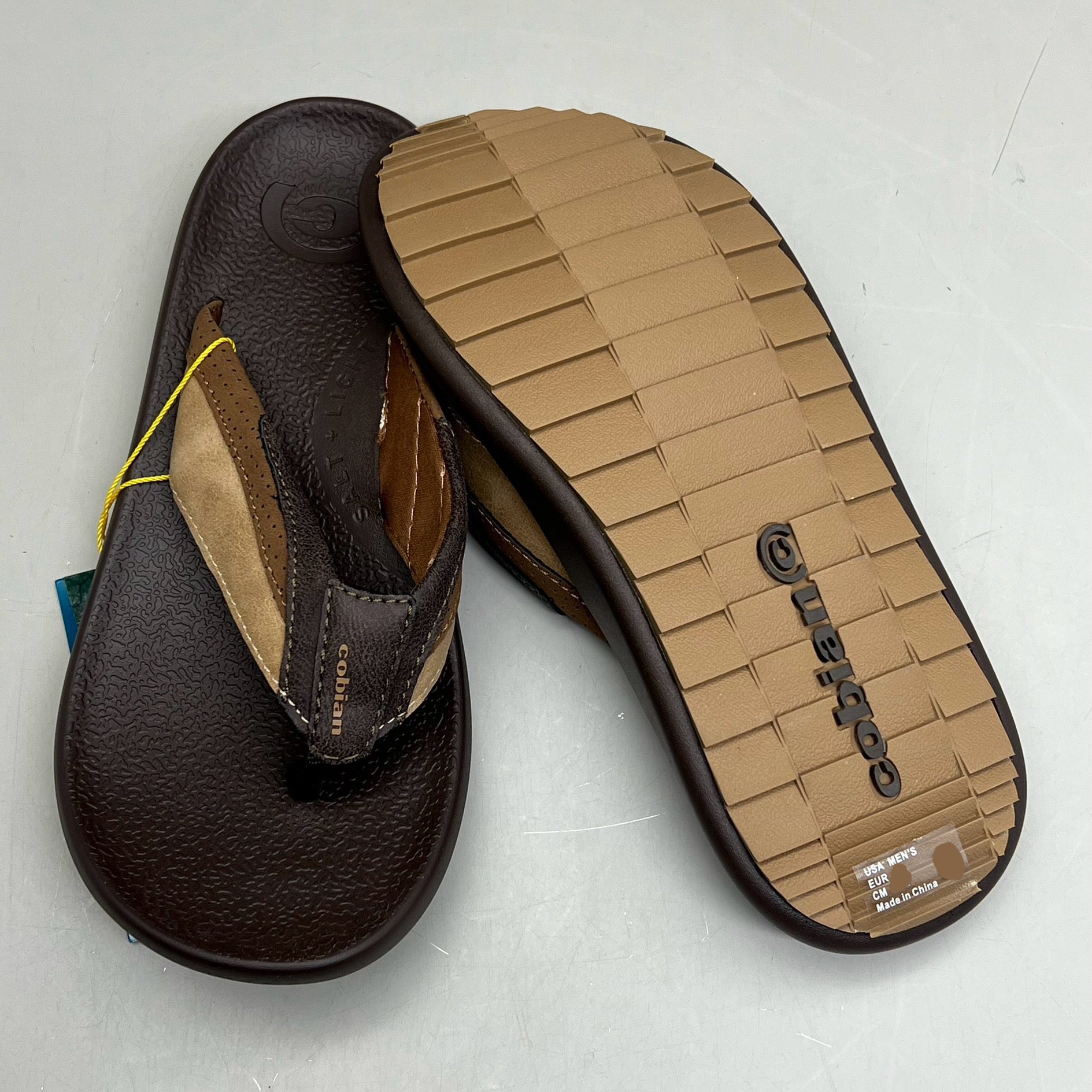 COBIAN Compass Synthetic Leather Strap Men's Sz 13, EU 46 Chocolate COM25-201-13