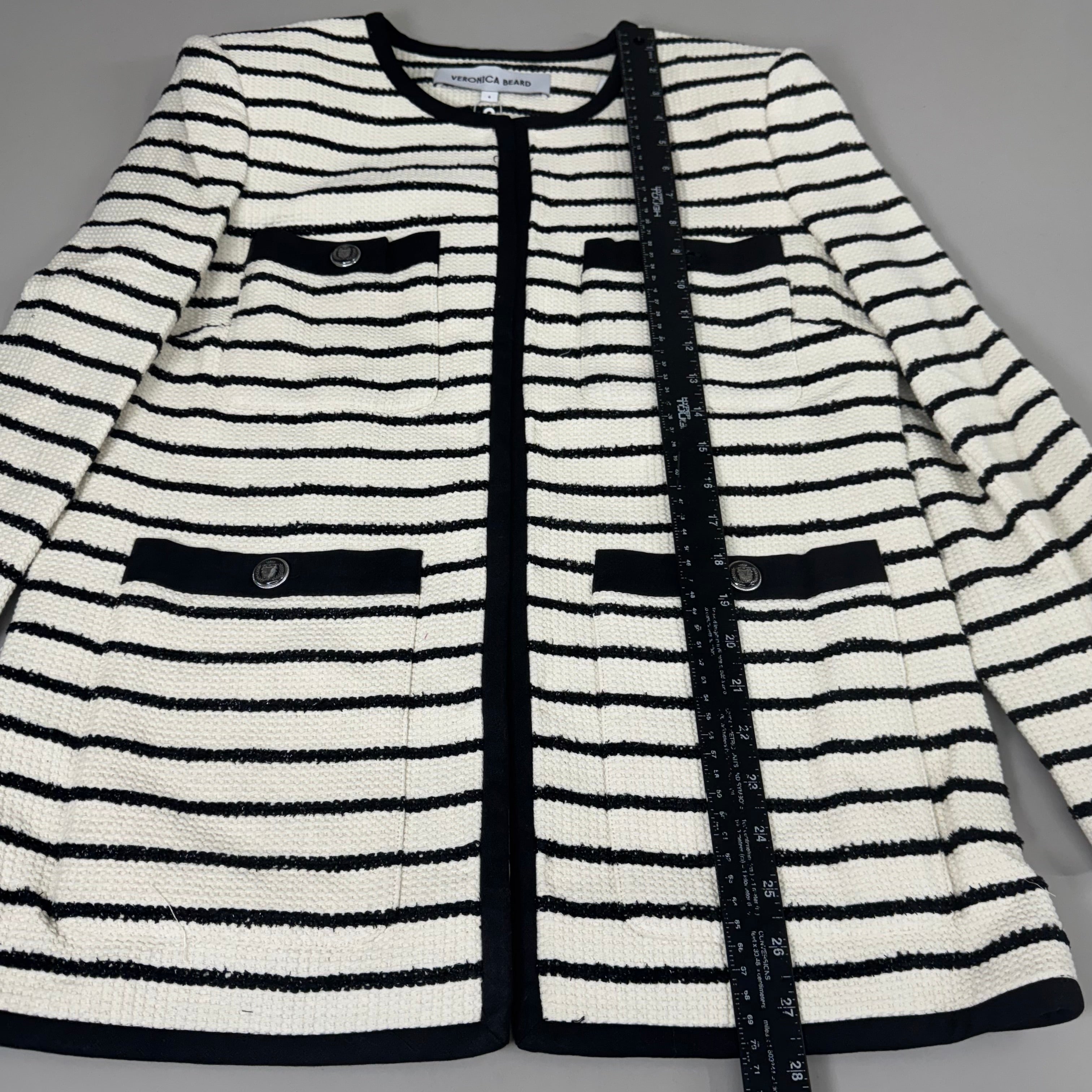 VERONICA BEARD Women's Foster Dickey Jacket Sz-8 Ivory/Black 2406TW7410717