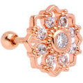 18G 5/16 Clear Gem Rose Gold Tone Snowflake Cartilage Tragus