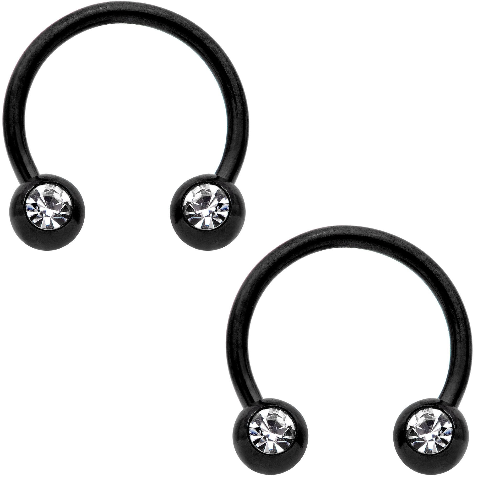 16G 3/8 Clear Gem Variety Horseshoe Nipple Ring Set of 6