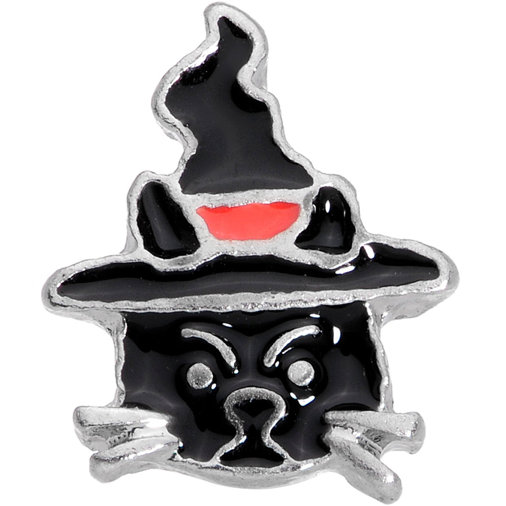 16G 1/4 Halloween Black Cat Cartilage Tragus Earring