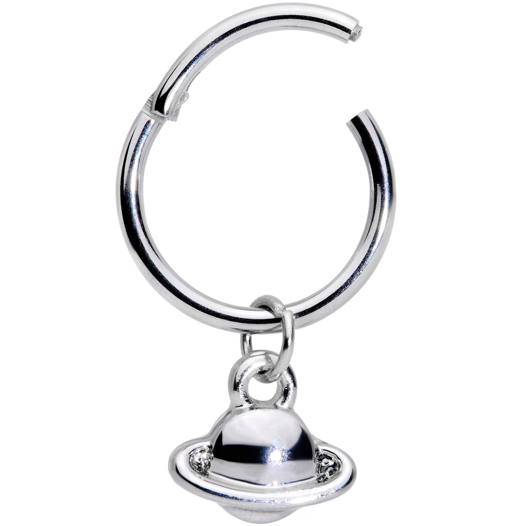 16G 3/8 Ringed Planet Saturn Dangle Hinged Segment Ring