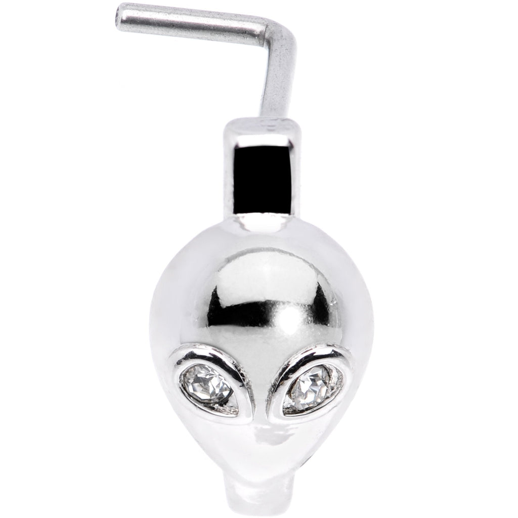 20G Clear Gem Alien Invader Faux Hoop L Shaped Nose Ring