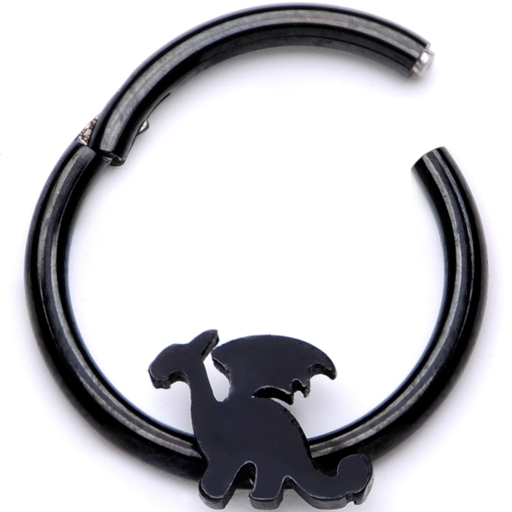 16G 3/8 Black Fantasy Dragon Hinged Segment Ring