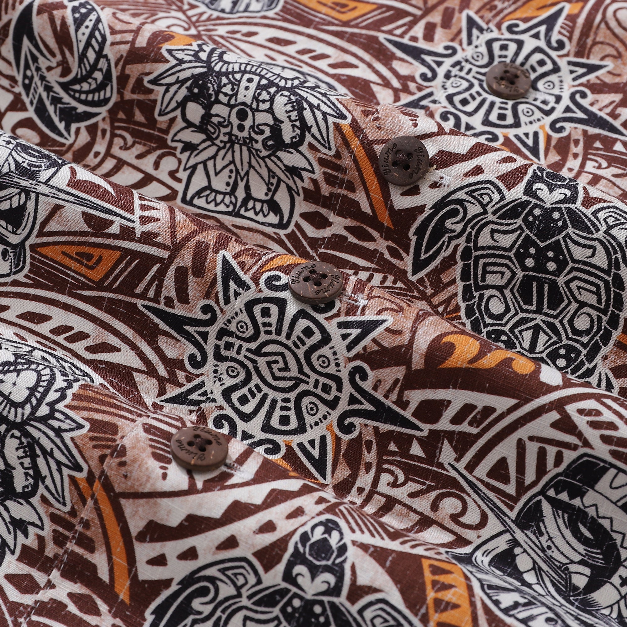 Hawaiian Shirt For Men Tiki Totem Vintage Shirt Camp Collar 100% Cotton By Sun