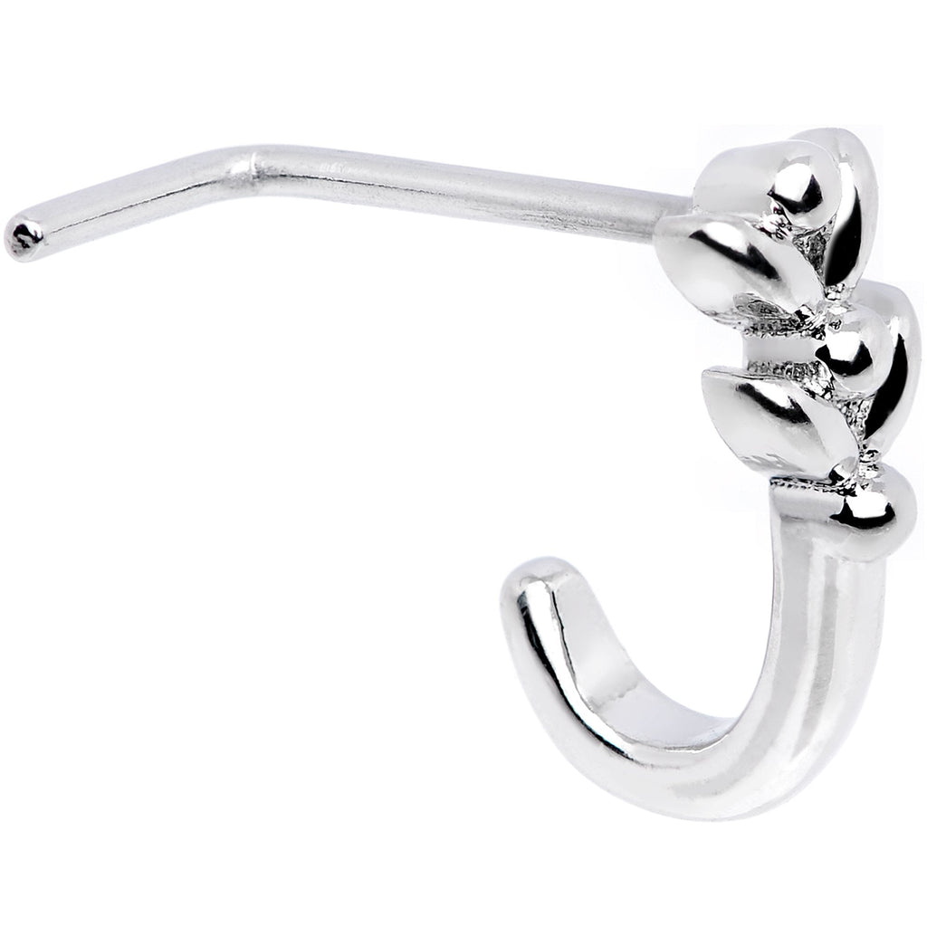 20G Twin Tulips Flower Faux Hoop L Shaped Nose Ring