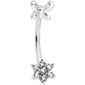 16G 3/8 Clear Gem Spring Fun Flower Curved Eyebrow Ring