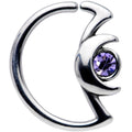 18G 3/8 Purple Gem Crescent Moon Closure Ring