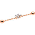 14G Clear Gem Rose Gold Tone Leaf Industrial Barbell 38mm