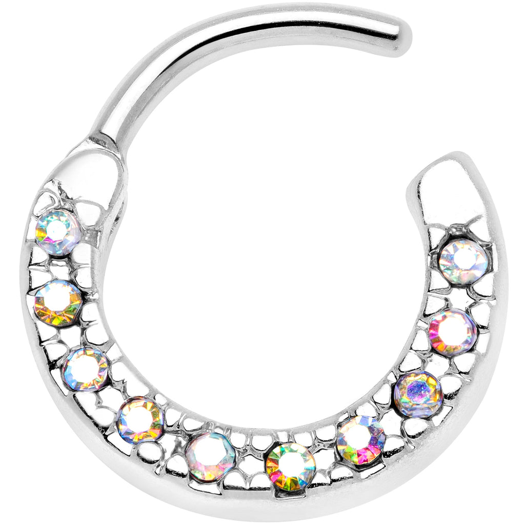 16G 5/16 Aurora Gem Paved Cartilage Clicker