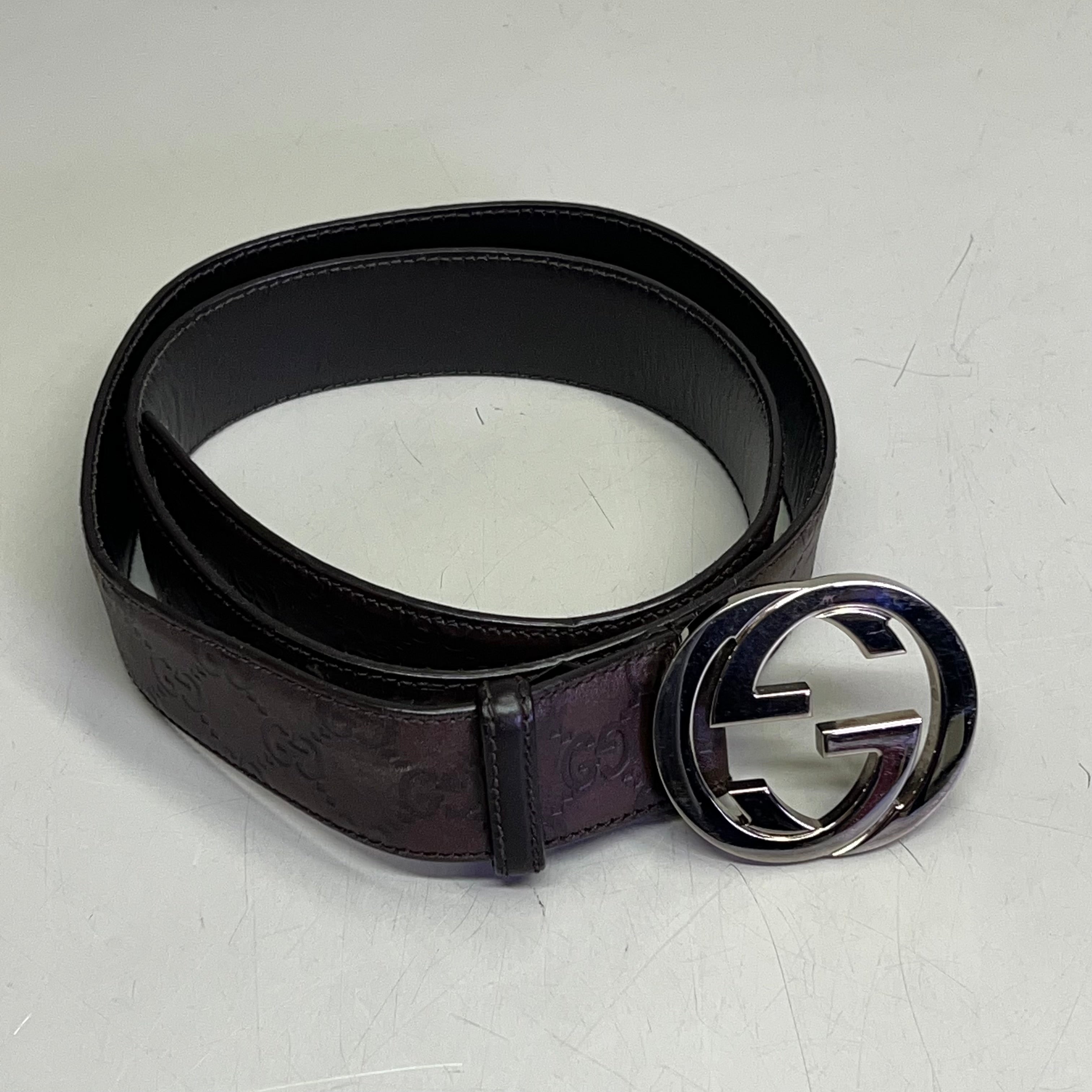 GUCCI Authentic Interlocking G Buckle Belt 43" L Brown (Pre-Owned)