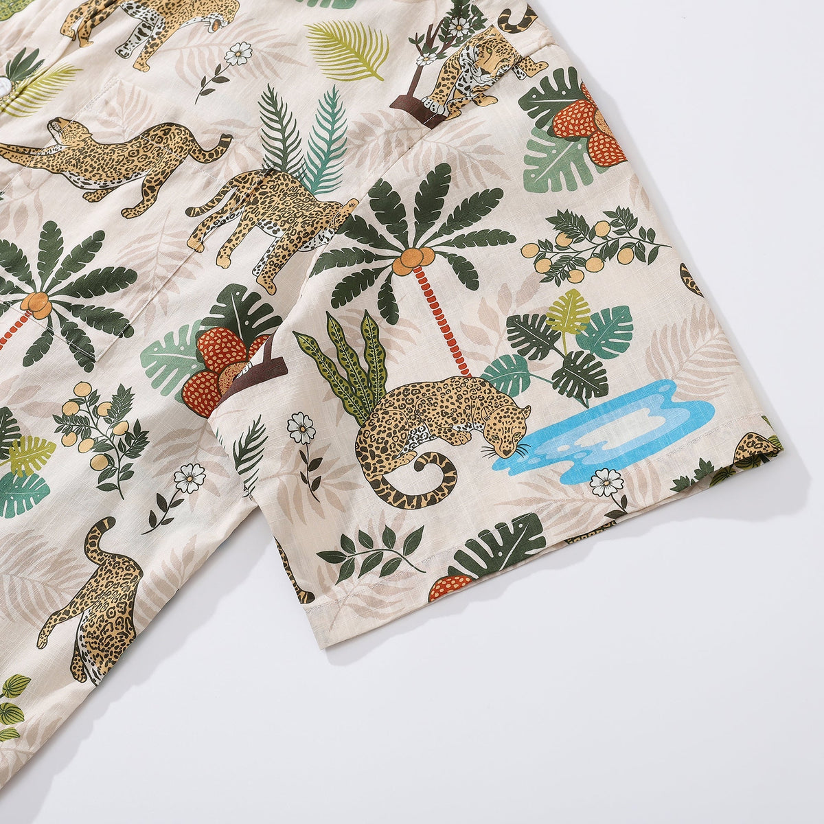 Funky Hawaiian Shirt For Men Adventure of the Jaguar Print Button Down Shirt By Julia Madoka