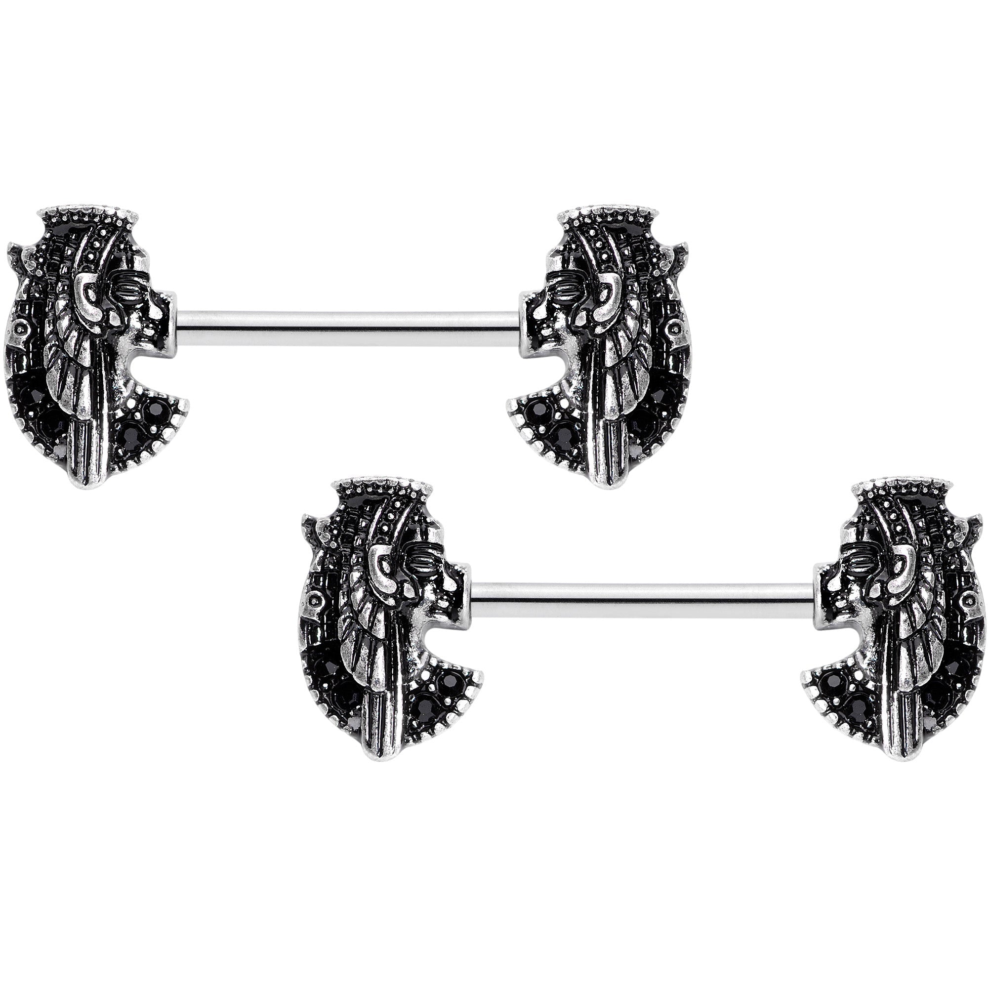 14G 9/16 Grand Ruler Anubis Egyptian Nipple Ring Set