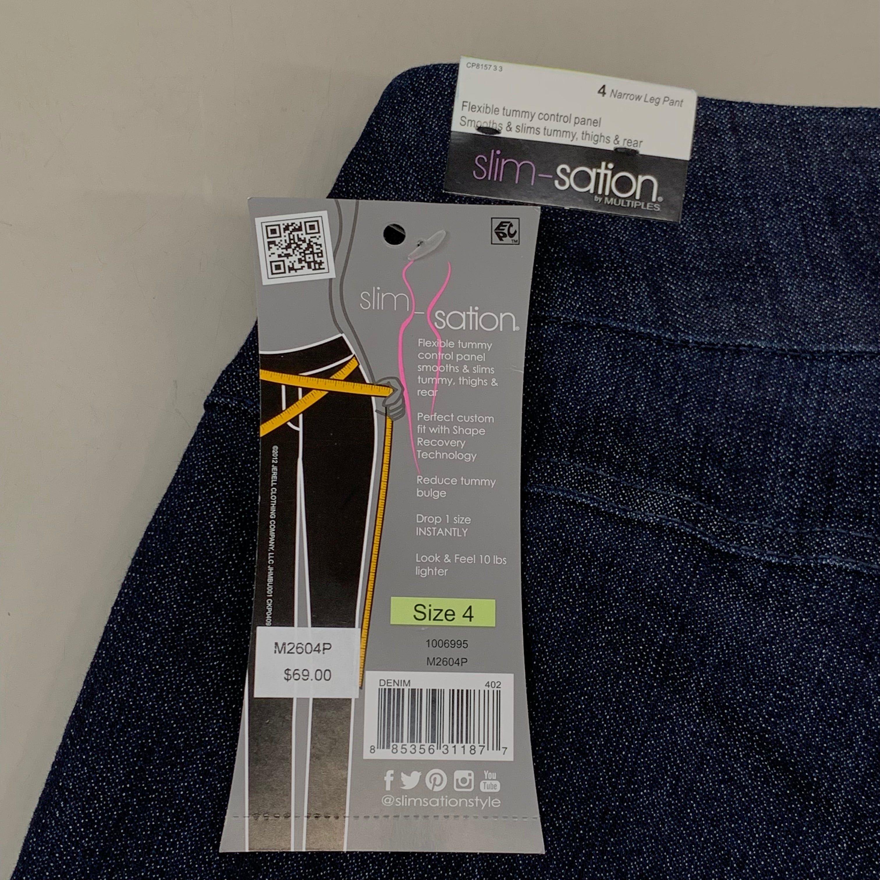 MULTIPLES Narrow Leg Pant Petite Women's Sz 4  Denim M2604P