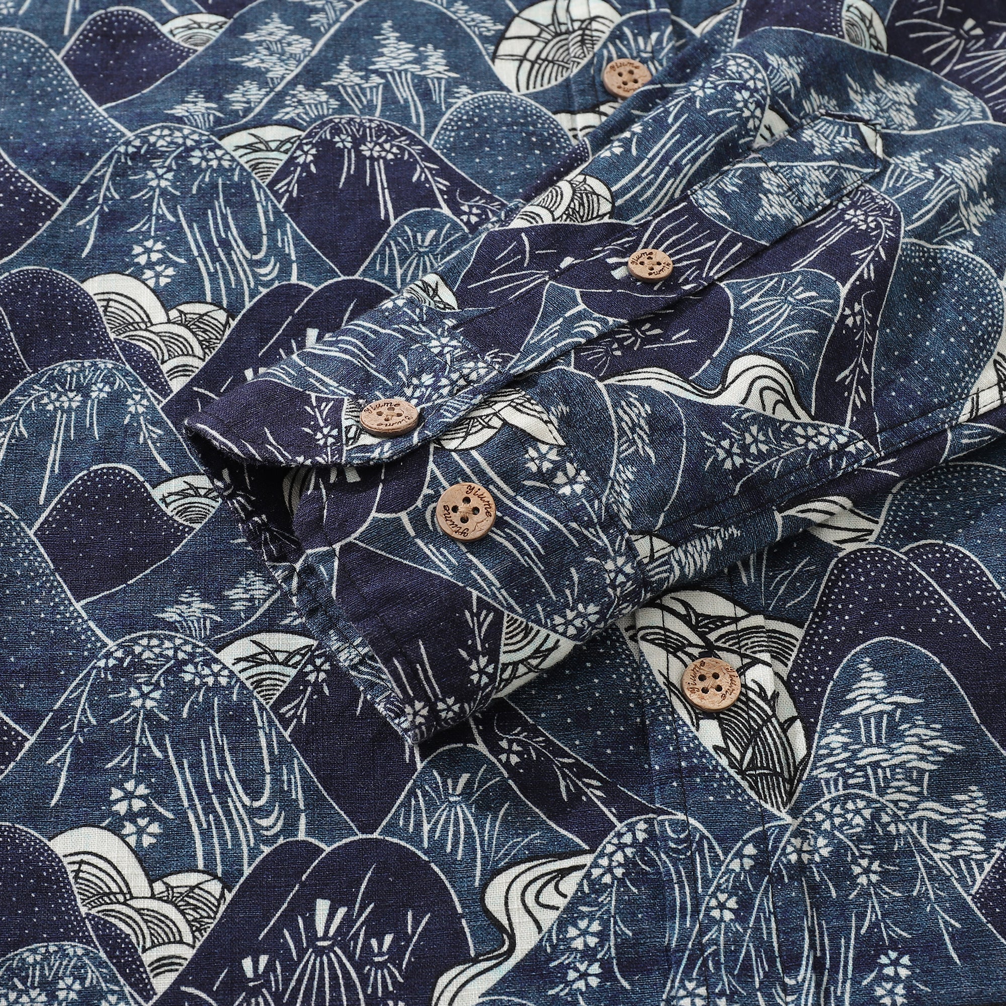 Men's Hawaiian Shirt Serenity Falls Cotton Button-down Long Sleeve Aloha Shirt By Cigar