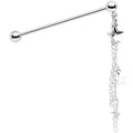 14G Clear Gem Stars Dangle Industrial Barbell 38mm