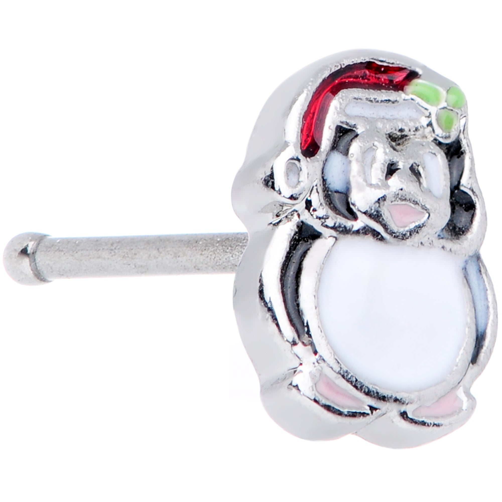 20G 1/4 Black White Red Santa Penguin Christmas Nose Bone