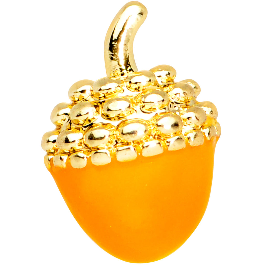 16G 1/4 Gold Tone Orange Acorn Cartilage Tragus