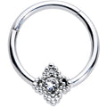 16G 3/8 Clear Gem Textured Cross Septum Clicker