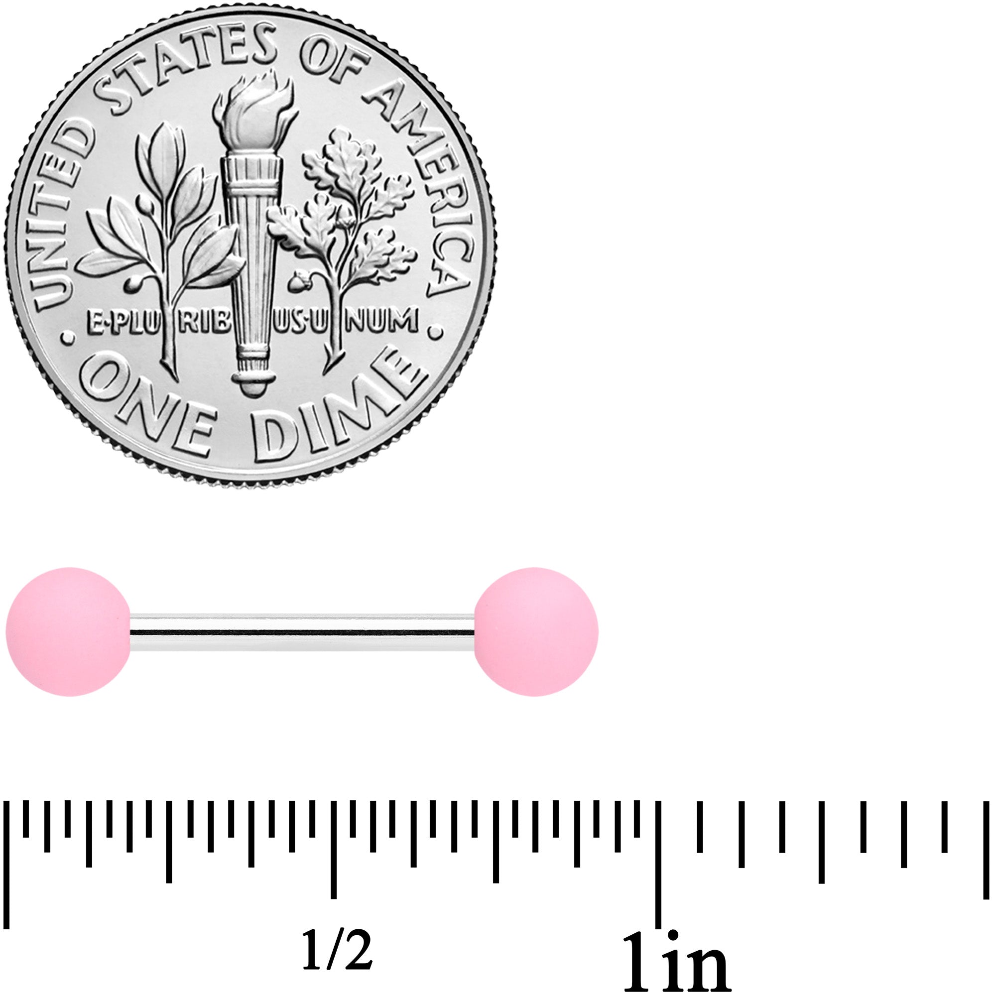 14G 9/16 Pink Peach Matte Barbell Nipple Ring Set of 4