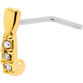 20G Clear CZ Gem Gold Tone Trio Faux Hoop L Shaped Nose Ring