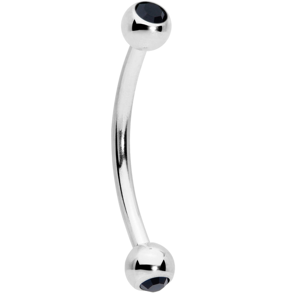 16G 1/2 Black Gem Ball End Curved Barbell