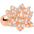 16G 1/4 Clear CZ Gem Rose Gold Tone Lotus Flower Cartilage Tragus