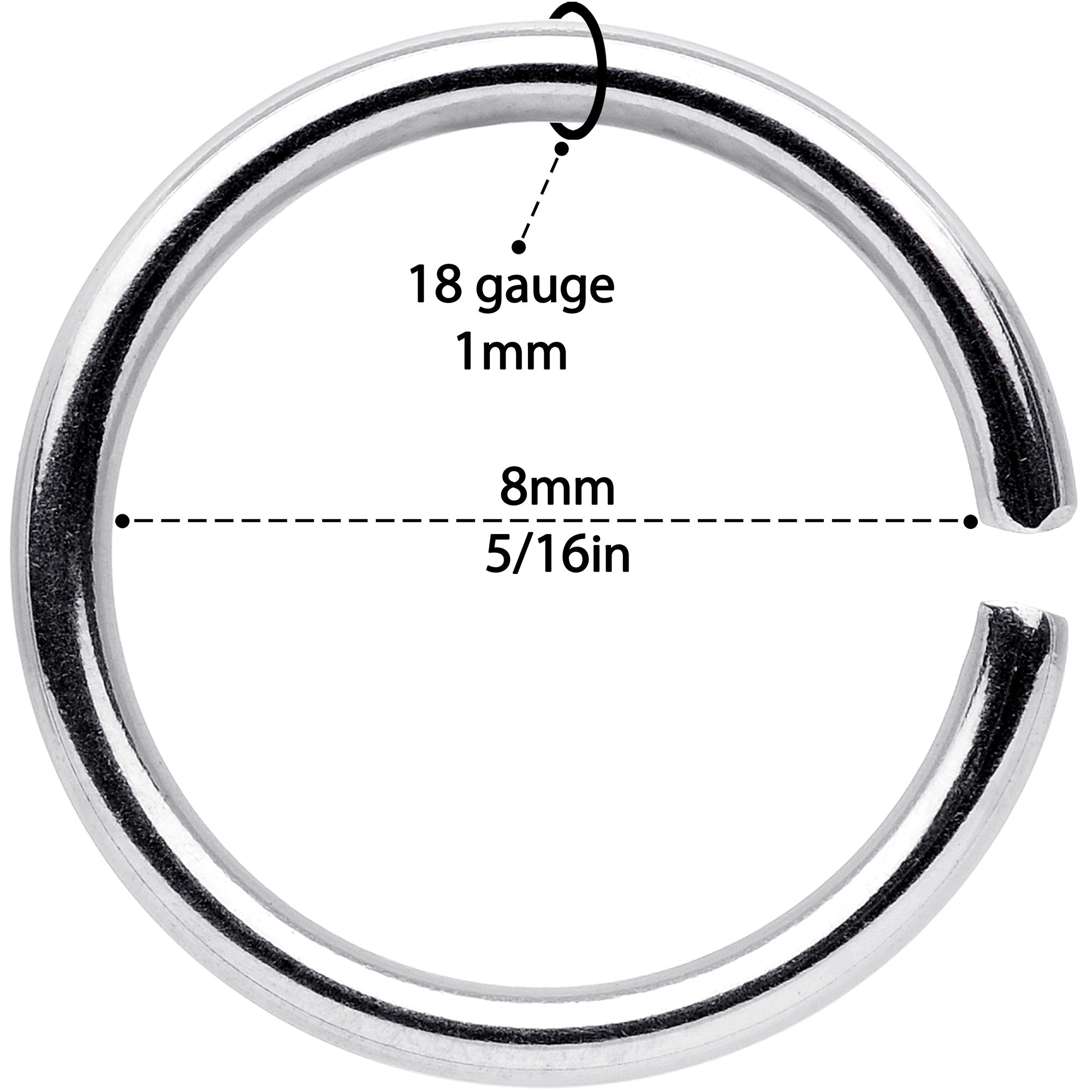18G 5/16 Steel Rainbow Anodized Seamless Circular Ring Set of 12