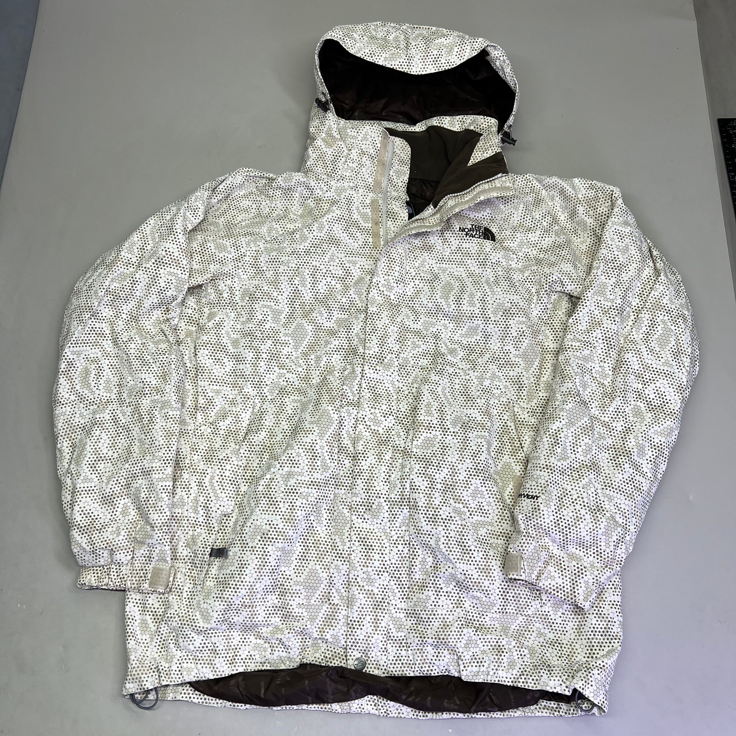 NORTH FACE Full Zip Elastic Waist Winter Coat Men's Sz L Honey Comb Pattern