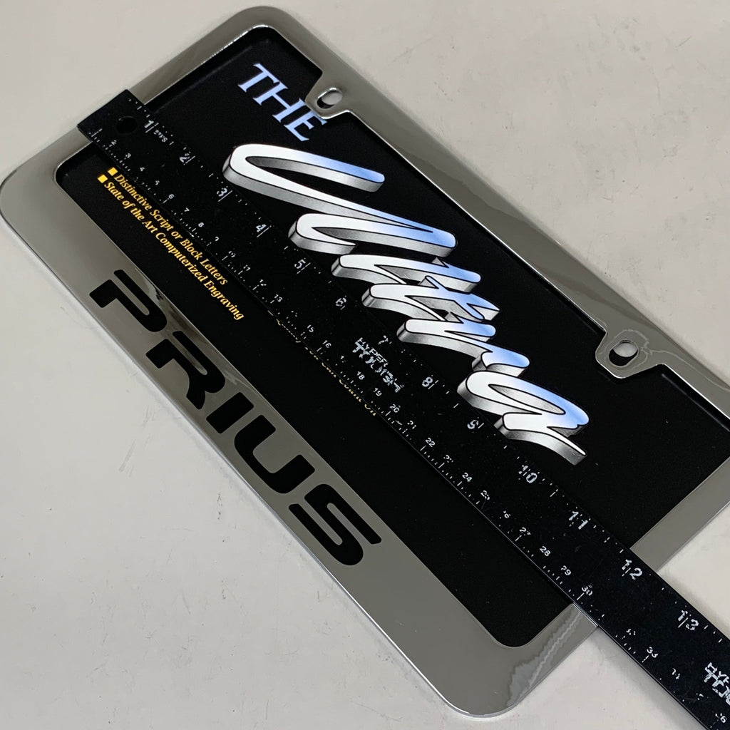 ELITE AUTOMOTIVE PRODUCTS Pruis Emblem Solid Brass License Plate Frame Chrome