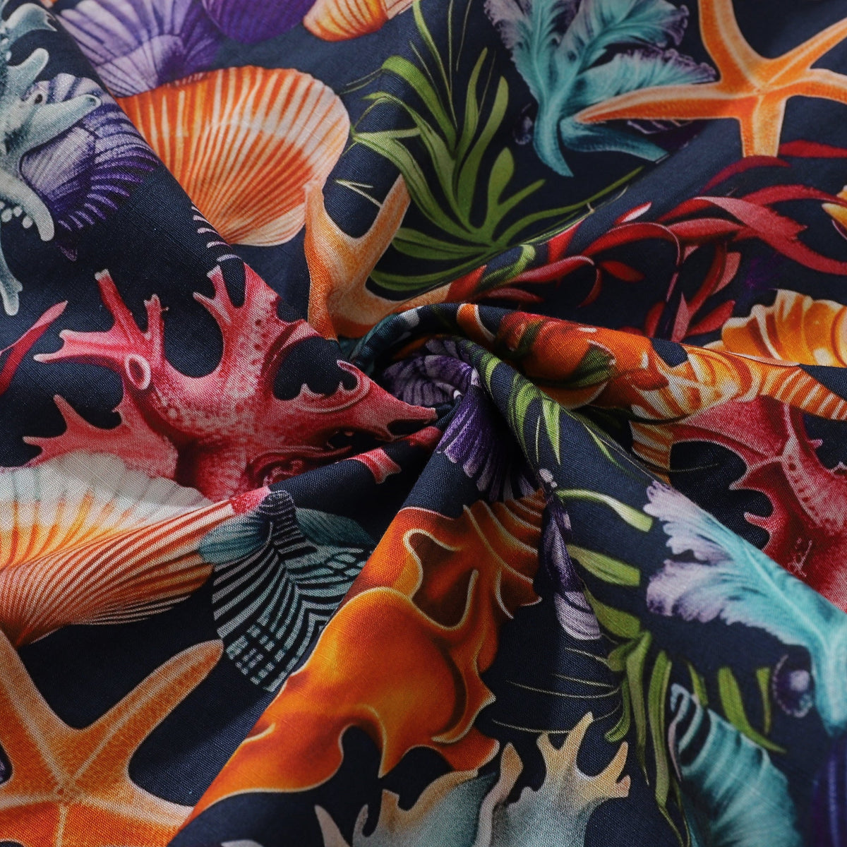 Hawaiian Shirt For Men Marine Life Carnival Button-down Short Sleeve 100% Cotton Shirt By Sun