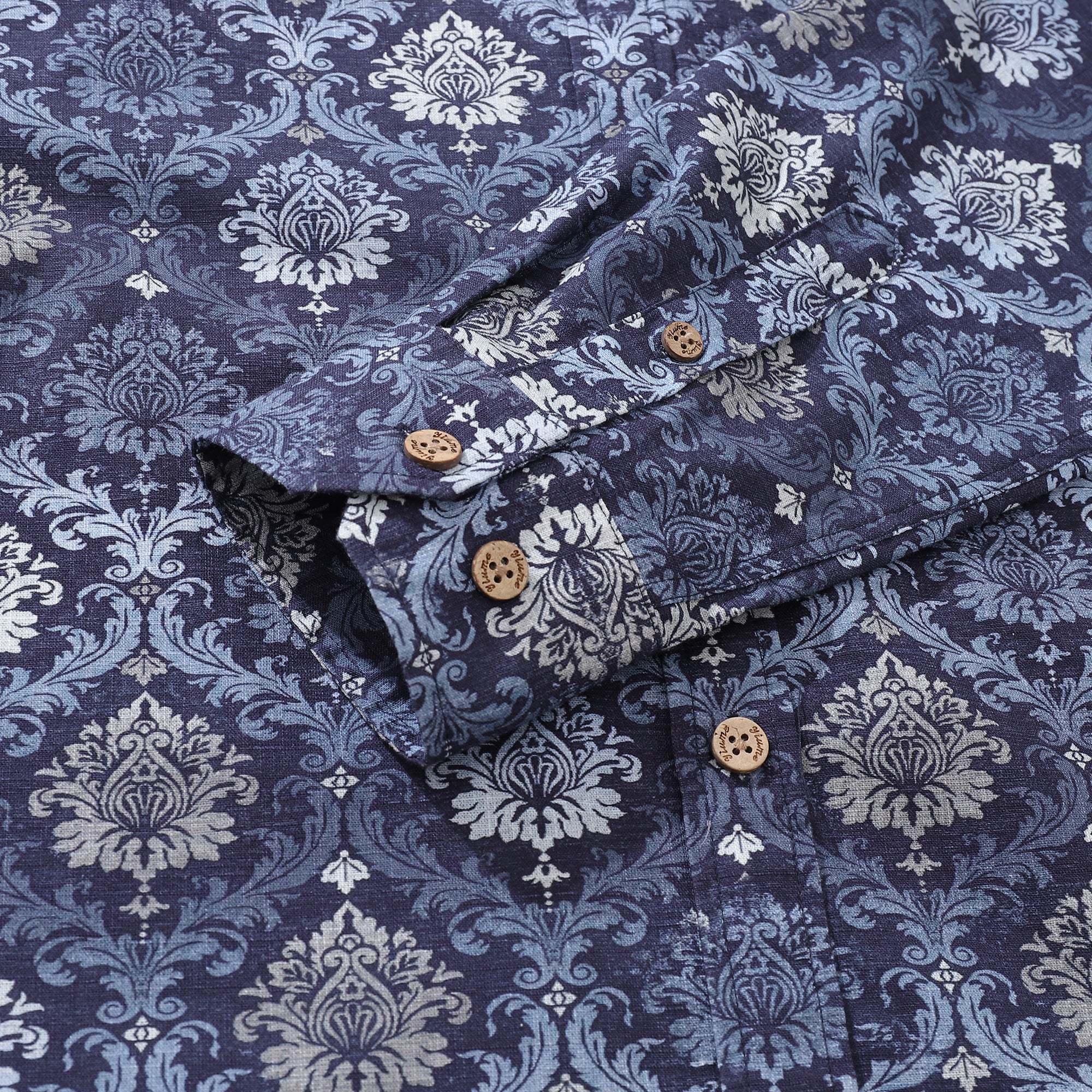 Men's Hawaiian Shirt Budapest Cotton Button-down Long Sleeve Aloha Shirt By Sherry