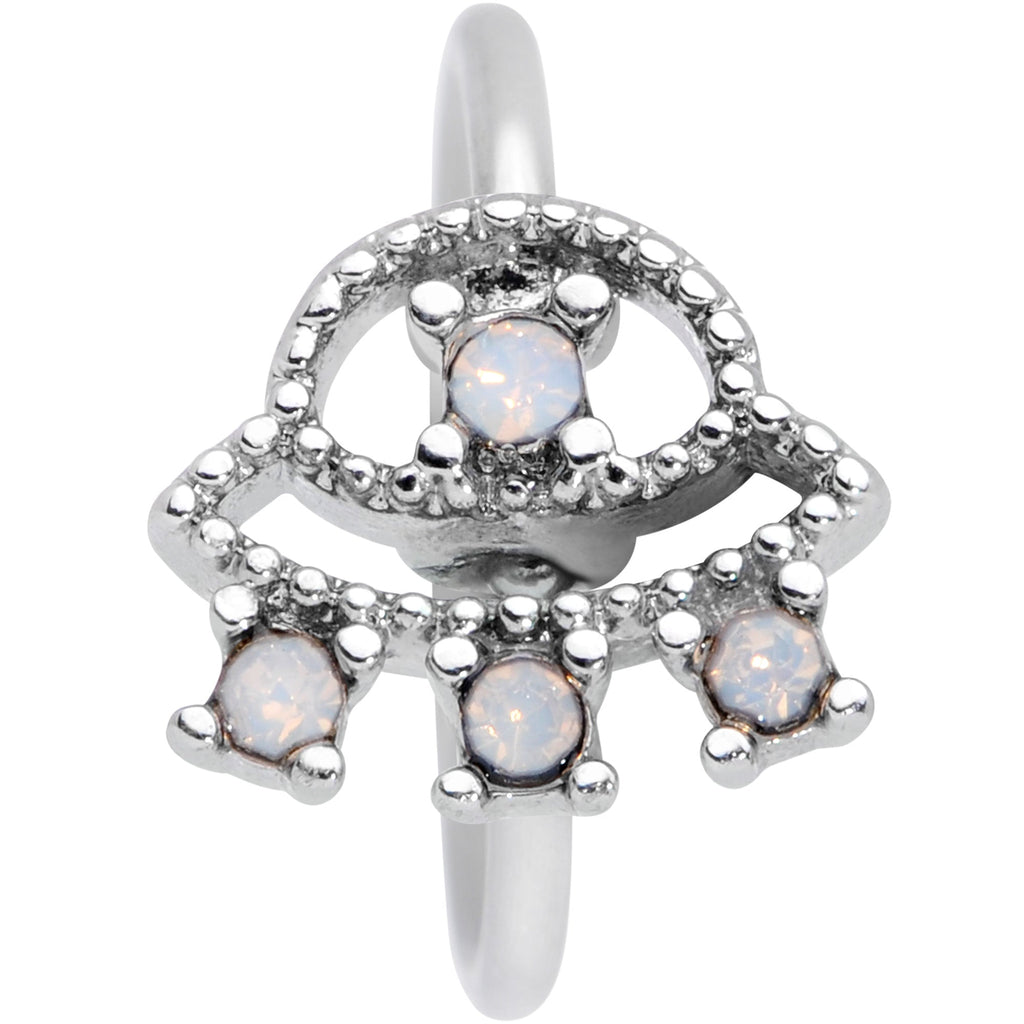 20G 5/16 White Faux Opal UFO Nose Hoop