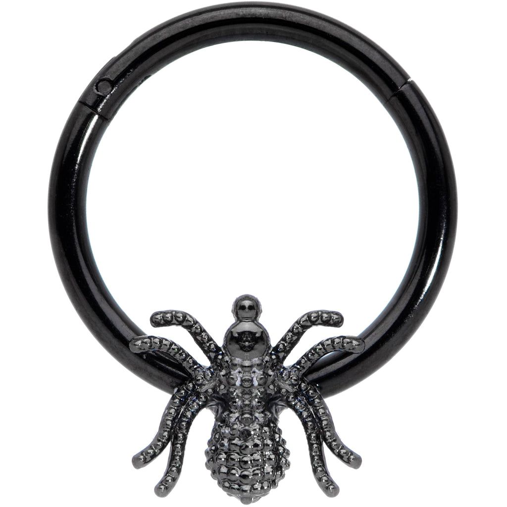 16G 3/8 Black Creepy Insect Halloween Hinged Segment Ring
