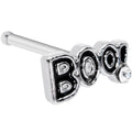 20G 1/4 Clear Gem Black Boo Halloween Nose Bone