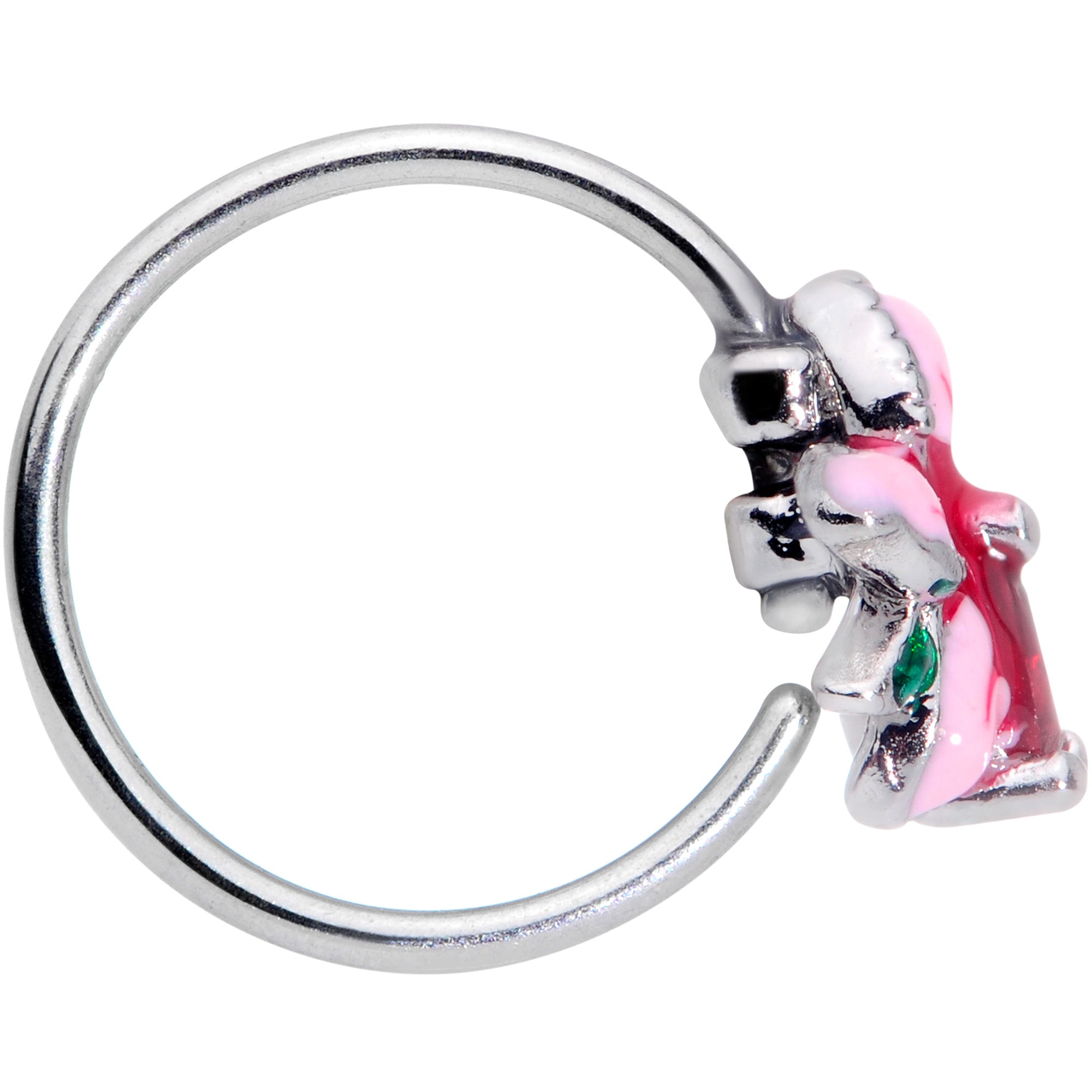 20G 5/16 Red Gem Exotic Flower Nose Hoop