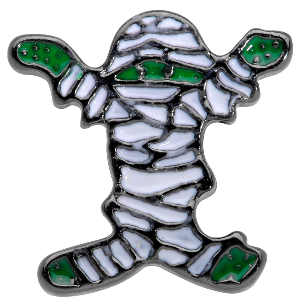 16G 1/4 Black Plated Green White Mummy Halloween Cartilage Tragus