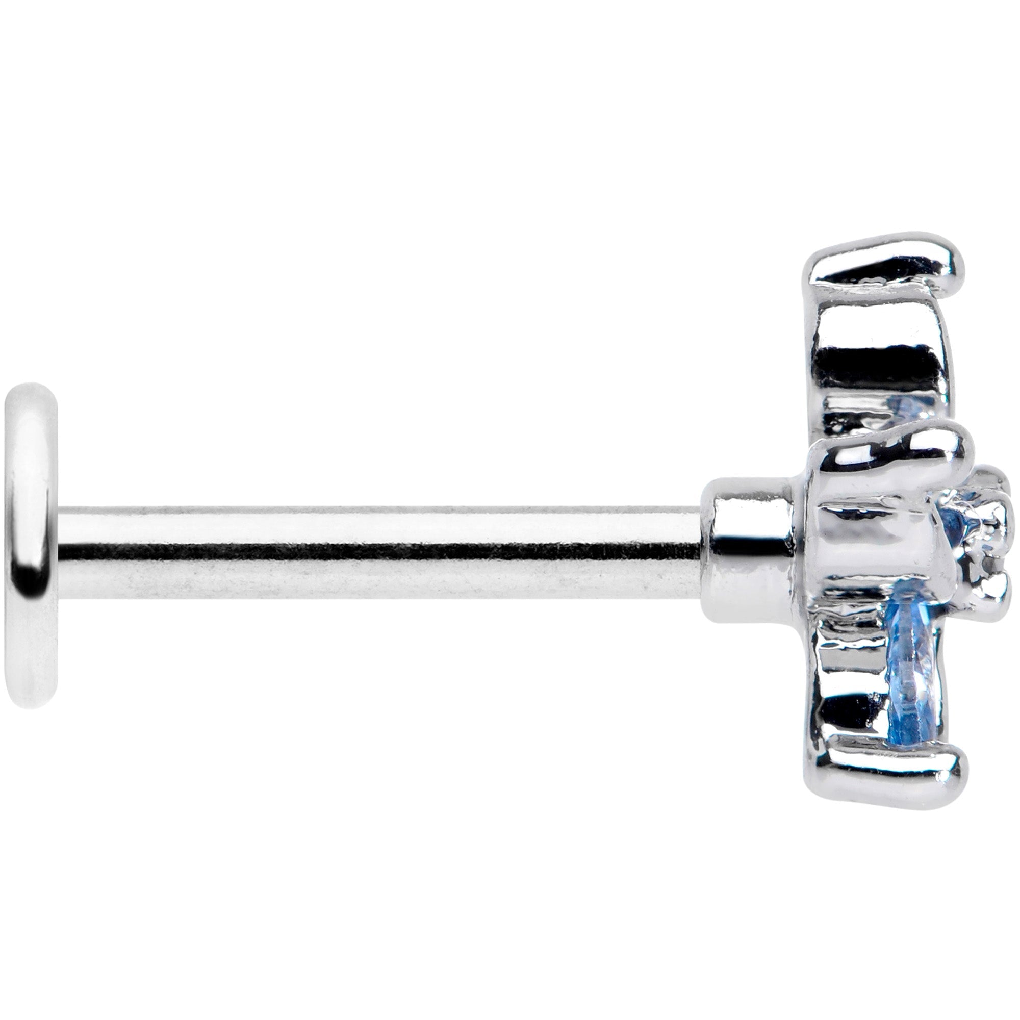 16G 5/16 Aqua Gem Pretty Petals Flower Labret Monroe Tragus