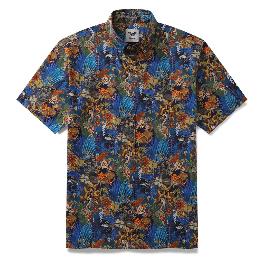 Hawaiian Shirt For Men Leisure time Button-down Short Sleeve 100% Cotton Shirt By Seven